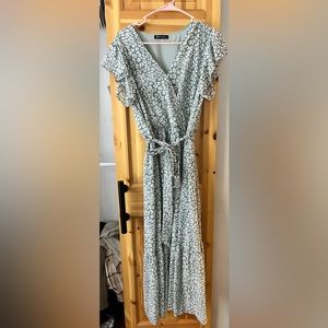 Green and White Pattern Dress